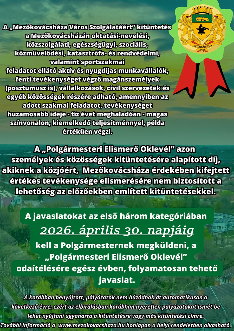 kitüntetés javaslat 2026